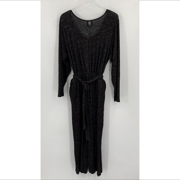 Bobeau knit sweater jumpsuit cropped wide leg heathered black Women Plus new 1X - Picture 2 of 5